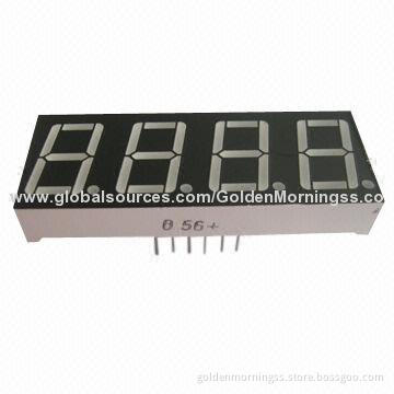 Four-digit 7-segment LED Display, 0.56-inch, White Segment and Black Surface